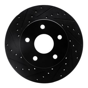 Jeep Grand Cherokee Brake Rotor (1) - Front Left - R1 Concepts - Drilled & Slotted - Black - `99-`04